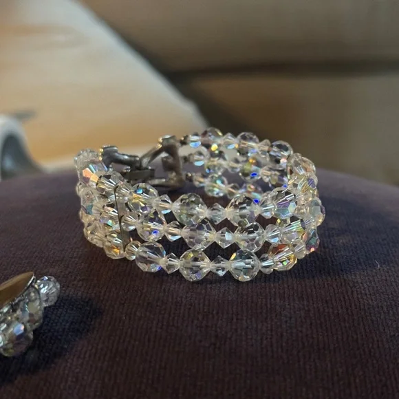 Vintage AB Crystal Bracelet and Earrings - Picture 7 of 15
